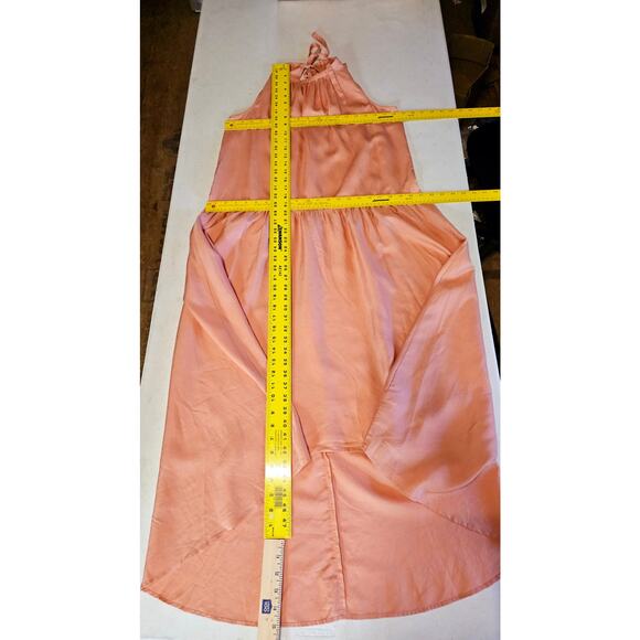 NEW David Meister Peach Orange Pastel High Low Halter Dress Size M 3374 - Picture 10 of 12